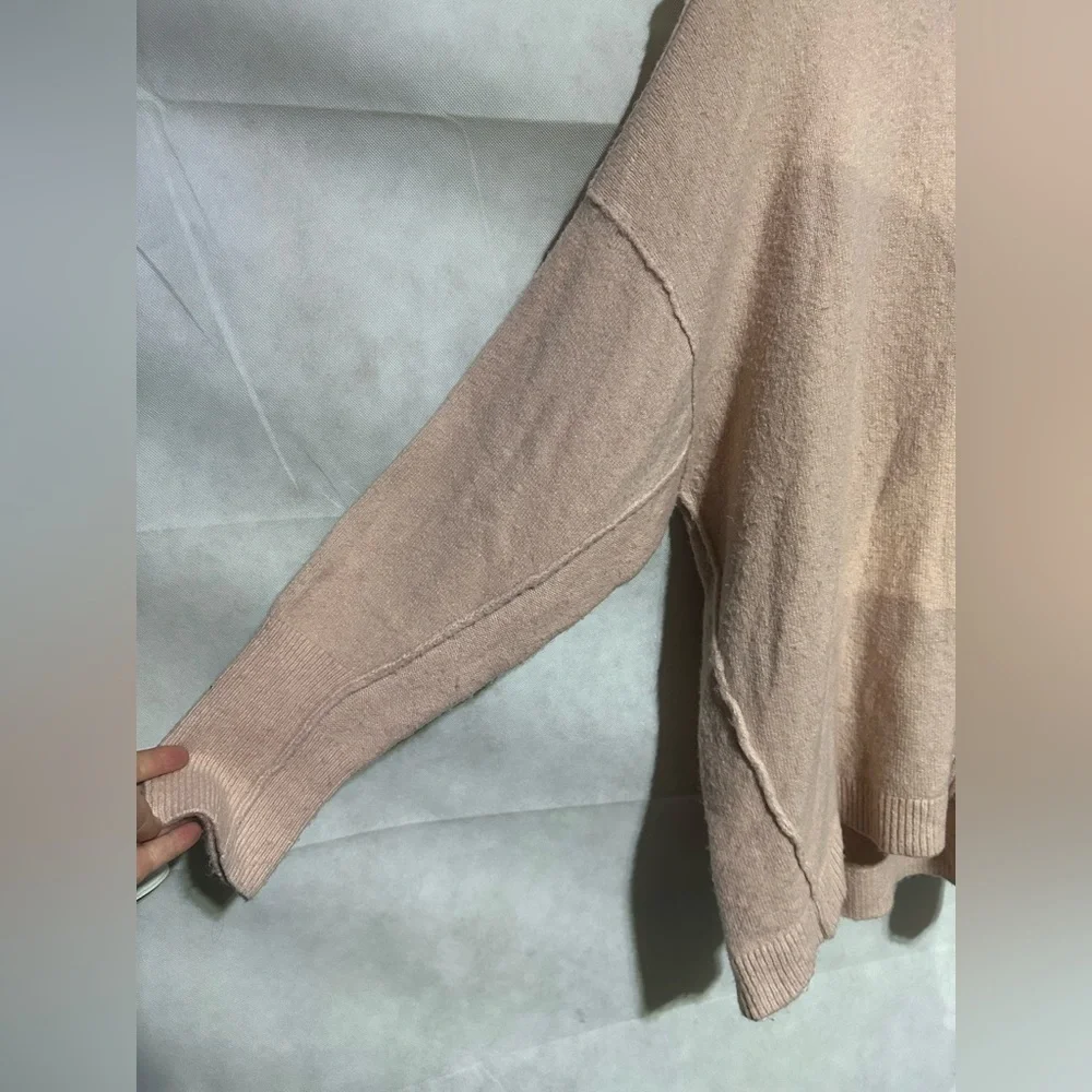 Free People Afterglow Oversized Long Sleeve Mock Neck Sweater Size S Baby Pink